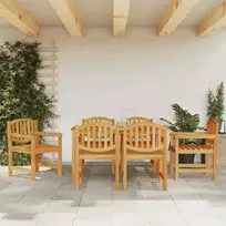 Lauko baldų komplektas Sodo valgomojo baldų komplektas, 7 dalių, tikmedžio masyvas