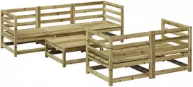 Lauko baldų komplektas Sodo sofos komplektas, 6 dalių, impregnuota pušies mediena
