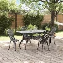 Lauko baldų komplektas Sodo valgomojo komplektas 5 pcs Juoda Aliuminis