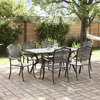 Lauko baldų komplektas Sodo valgomojo komplektas 7 pcs Juoda Aliuminis