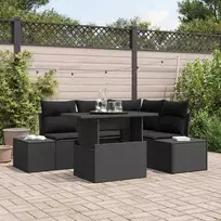 Lauko baldų komplektas Sodo Sofų Rinkinys su pagalve 5 pcs Juoda poliratanas