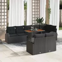 Lauko baldų komplektas Sodo Sofų Rinkinys 9 vnt. Juoda Poli ratanas