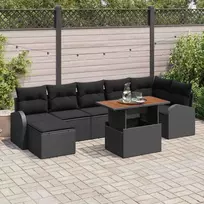 Lauko baldų komplektas Sodo Sofų Rinkinys su saugykla 8 pcs Juoda Poli ratanas
