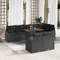 Lauko baldų komplektas Sodo Sofų Rinkinys su saugykla 9 pcs Juoda Poli ratanas