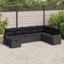 Lauko baldų komplektas Sodo Sofų Rinkinys su pagalve 8 pcs Juoda Poli ratanas