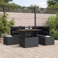 Lauko baldų komplektas Sodo Sofų Rinkinys su saugykla 5 pcs Juoda Poli ratanas