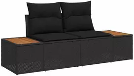 Sodo Sofų Rinkinys su saugykla 10 pcs Juoda Poli ratanas