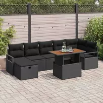 Lauko baldų komplektas Sodo Sofų Rinkinys 8 pcs Juoda poliratanas