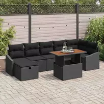 Lauko baldų komplektas Sodo Sofų Rinkinys 8 pcs Juoda poliratanas
