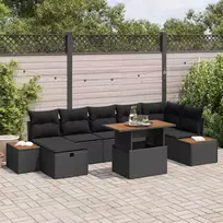 Lauko baldų komplektas Sodo Sofų Rinkinys 8 pcs Juoda poliratanas