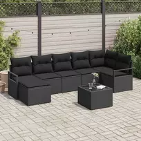 Sofos komplektas su pagalve su saugykla 8 pcs Juoda poliratanas