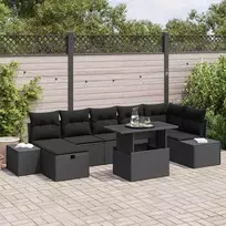 Lauko baldų komplektas Sodo Sofų Rinkinys 8 pcs Juoda poliratanas