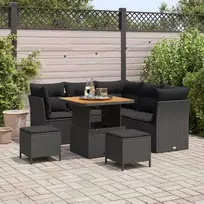 Sodo Sofų Rinkinys su pagalve su saugykla 8 pcs Juoda