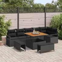 Sodo Sofų Rinkinys su pagalve su saugykla 9 pcs Juoda