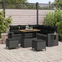 Sodo Sofų Rinkinys su pagalve 9 pcs Juoda poliratanas