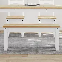 Valgomojo suoliukas Panama, baltas, 105x30x45cm, pušies masyvas