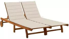 Dvivietis sodo saulės gultas su čiužiniu, akacijos medienos masyvas (311873+2x314206)