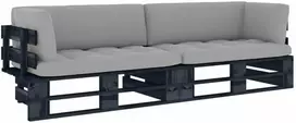 Lauko baldų komplektas Dvivietė sofa iš palečių su pagalvėlėmis, impregnuota pušis
