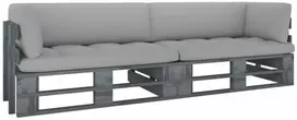 Lauko baldų komplektas Dvivietė sofa iš palečių su pagalvėlėmis, impregnuota pušis