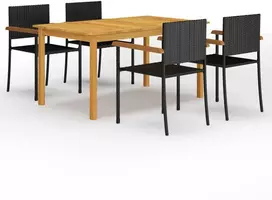 Lauko baldų komplektas Sodo valgomojo baldų komplektas, 5 dalių, juodos spalvos