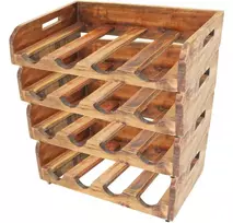 Vyno butelių laikikliai, 4vnt., 16 butelių, raudonmedis