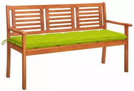 Trivietis sodo suoliukas su pagalvėle, 150cm, eukalipto masyvas