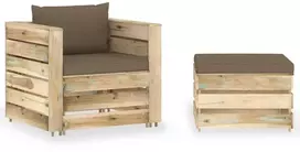 Lauko baldų komplektas Sodo komplektas su pagalvėlėmis, 2 dalių, impregnuota mediena
