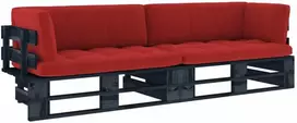 Lauko baldų komplektas Dvivietė sofa iš palečių su pagalvėlėmis, impregnuota pušis