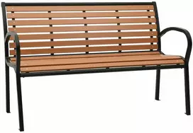 Sodo suoliukas, juodos ir rudos spalvos, 116cm, plienas ir WPC
