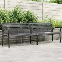 Dvigubas sodo suoliukas, juodos spalvos, 231cm, plienas ir WPC