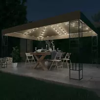 Pavėsinė su lempučių girliandomis LED, taupe, 3x4m
