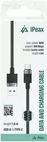 iPEAX USB-A į USB-C audinio kabelis, 1,5 m, USB 2.0, juodas