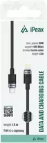 iPEAX USB-C į „Lightning“ audinio laidas, 1,5 m, USB 2.0, juodas