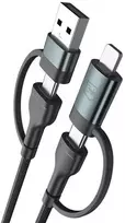 3Mk Protection 3mk Hyper Cable N-SERIES 2 in 2 USB-A / USB-C ir USB-C / Lightning 1.2m QC 3.0 9V/2A 60W - juodas