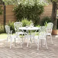 Lauko baldų komplektas Sodo valgomojo komplektas 5 pcs Balta Aliuminis