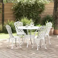 Lauko baldų komplektas Sodo valgomojo komplektas 5 pcs Balta Aliuminis