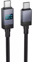 USB C laidas į USB C Hoco 3A 60W su ekranu 1 m X118 juodas