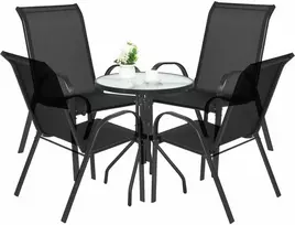 Leobert SALOS apvalus stalas 60 cm + 4 SOFIA kėdės, juodos spalvos