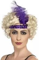Galvos raištis su plunksna violetinis