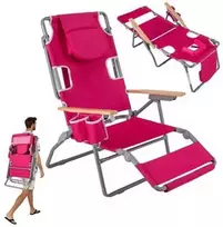 Promotions Paplūdimio kėdė, 3-in-1 sulankstoma, 66x149x56 cm, Tamsiai mėlyna