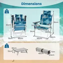Promotions Sulankstoma paplūdimio kėdė ir šoninis staliukas, lengvos aliuminio konstrukcijos, mėlynos spalvos