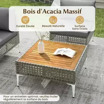 Promotions Lauko Baldų Komplektas, 7 dalių Kampinė sofa su pagalvėlėmis ir kavos staliuku, Pilka, Akacijos mediena