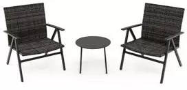 Lauko baldų komplektas Promotions Terasos bistro komplektas, 3 dalių, 65x62x80 cm fotelis, 45x45x37 cm stalas, pilka