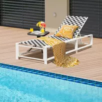 Promotions Lauko reguliuojama poilsio gultas terasai, 200.7x68.6x30.5 cm, juoda ir balta