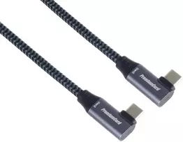 Kabelis USB PremiumCord USB-C 2x zakrzywiony kabelis ( USB 3.2 GEN 2x2, 5A, 100W, 20Gbit/s ) bawełniany oplot, ilgis: 2m