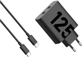 Laidinis įkroviklis Motorola TurboPower 125W Dual 2x USB-C su kabeliu USB-C 1m juodos spalvos