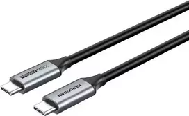 Mercodan USB-C kabelis 5,0 m, USB 3.2 Gen 2, 20Gbps, 100 W PD, 4K@60 Hz, TPE kabelis, kosminė pilka, 5 m, USB C, USB C, USB 3.2 Gen 2 (3.1 Gen 2), 20Gbit/s, juoda, pilka