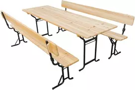 Lauko baldų komplektas Sulankstomas alaus stalo ir suolų su atlošais komplektas, 217 cm