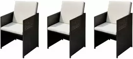 Sodo kėdės 3 pcs Ruda 56 x 52 x 87 cm Poli ratanas