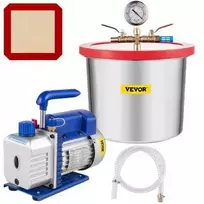 Vevor 2 galonų vakuuminė kamera su silikono epoksidinėmis dujomis 4CFM 1\/3HP siurblys